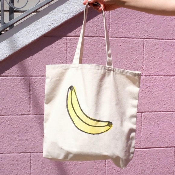 Jenny Lemons Banana block printed organic tote - Picture 1 of 5